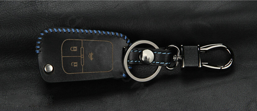 Fashion Genuine Leather Crocodile Grain Auto Key Bags Fold for Buick Excelle - Black Blue