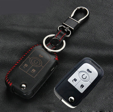 Fashion Genuine Leather Crocodile Grain Auto Key Bags Fold for Buick Excelle - Black Red