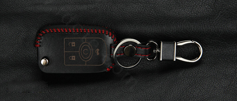 Fashion Genuine Leather Crocodile Grain Auto Key Bags Fold for Buick Excelle - Black Red