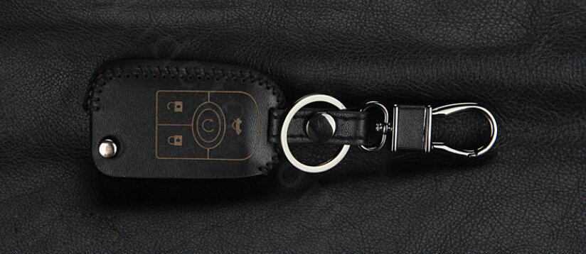 Fashion Genuine Leather Crocodile Grain Auto Key Bags Fold for Buick Excelle - Black