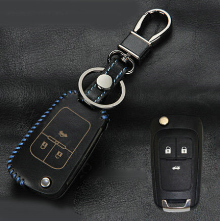 Fashion Genuine Leather Crocodile Grain Auto Key Bags Fold for Chevrolet Cruze - Black Blue