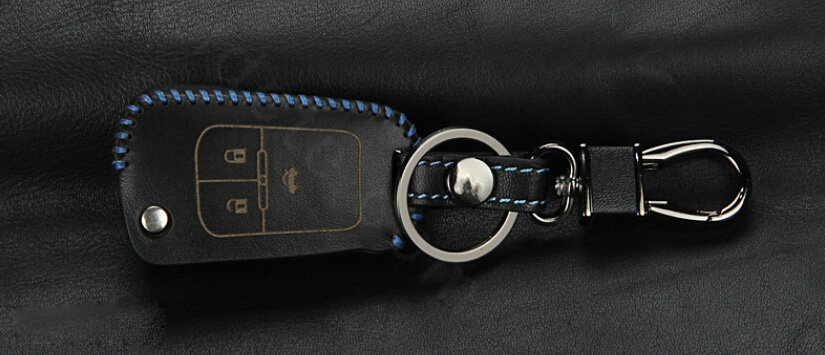 Fashion Genuine Leather Crocodile Grain Auto Key Bags Fold for Chevrolet Cruze - Black Blue