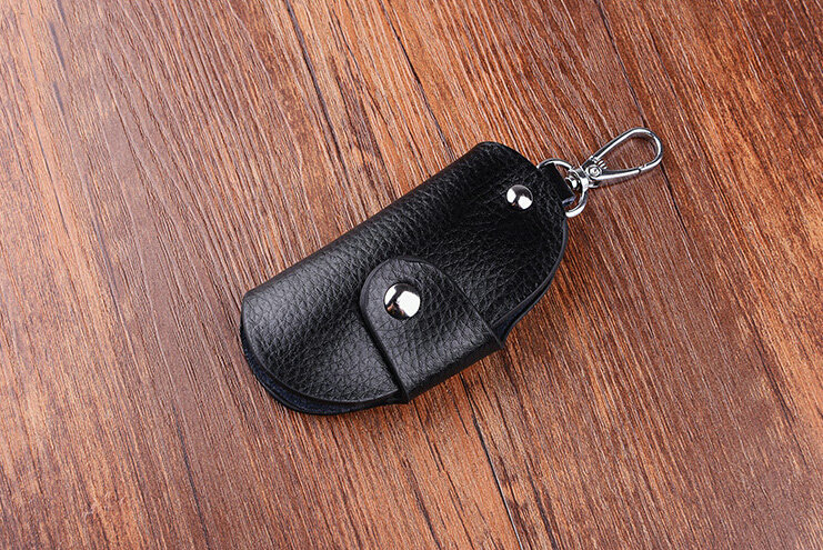 Fation Universal Genuine Leather Crocodile Grain Auto Key Bags - Black