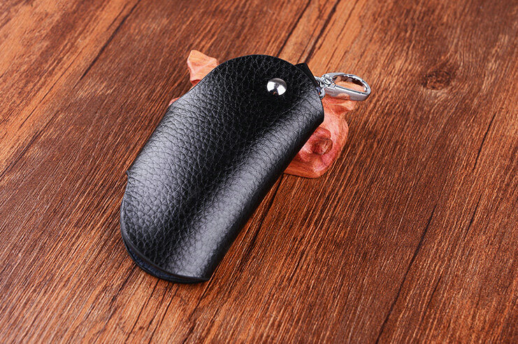 Fation Universal Genuine Leather Crocodile Grain Auto Key Bags - Black