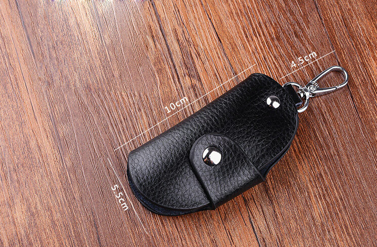 Fation Universal Genuine Leather Crocodile Grain Auto Key Bags - Black