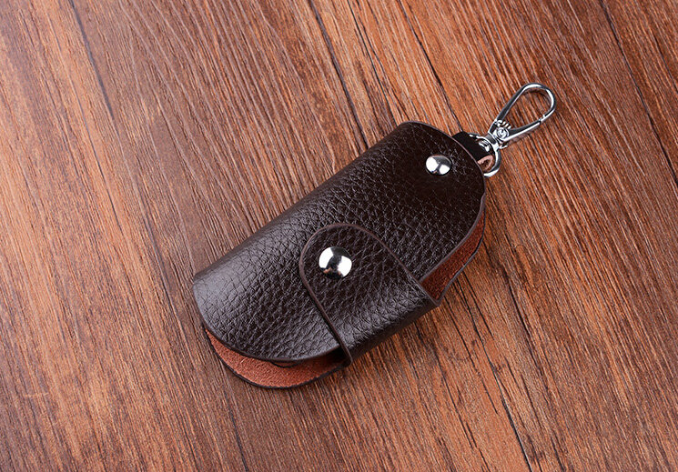 Fation Universal Genuine Leather Crocodile Grain Auto Key Bags - Coffee