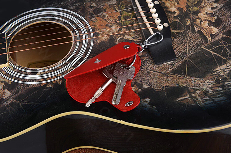 Fation Universal Genuine Leather Crocodile Grain Auto Key Bags - Red