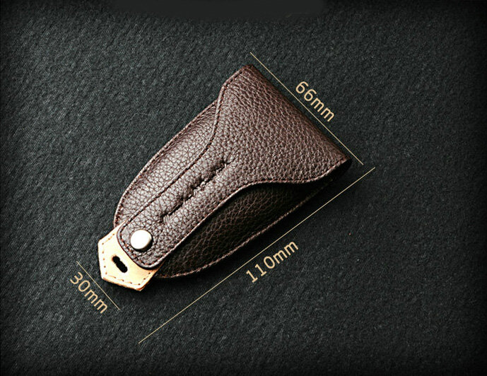 Funky Universal Genuine Leather Auto Key Bags Key Chain - Black