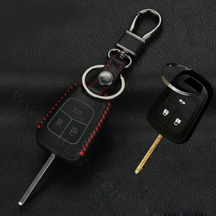 High Quality Genuine Leather Crocodile Grain Auto Key Bags Fold for Chevrolet Cruze - Black Red