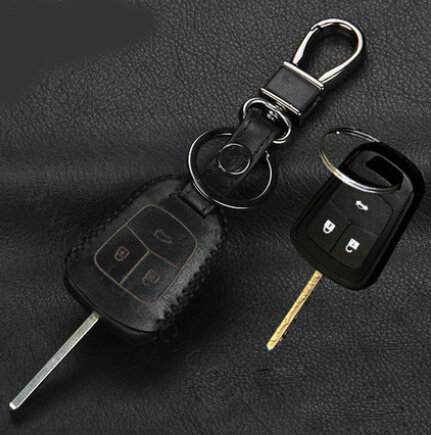 High Quality Genuine Leather Crocodile Grain Auto Key Bags Fold for Chevrolet Cruze - Black