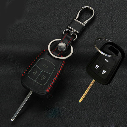High Quality Genuine Leather Crocodile Grain Auto Key Bags Fold for Chevrolet Sail - Black Red