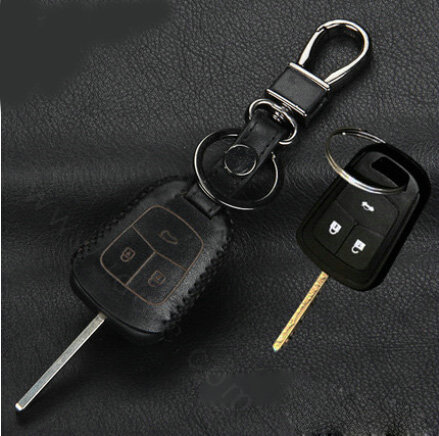 High Quality Genuine Leather Crocodile Grain Auto Key Bags Fold for Chevrolet Sail - Black