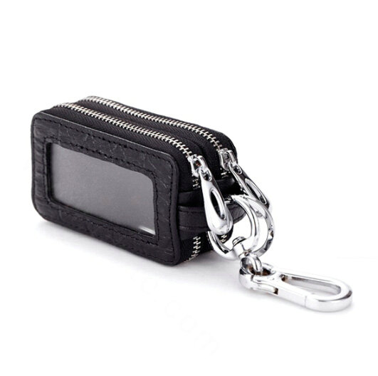 High-capacity Universal Genuine Leather Crocodile Grain Auto Key Bags - Black