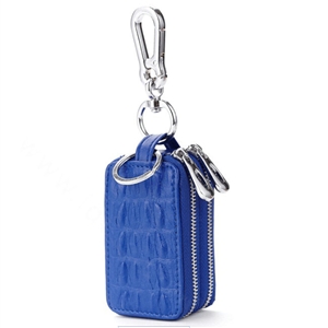 High-capacity Universal Genuine Leather Crocodile Grain Auto Key Bags - Blue