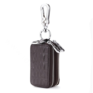 High-capacity Universal Genuine Leather Crocodile Grain Auto Key Bags - Coffee