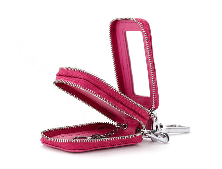 High-capacity Universal Genuine Leather Crocodile Grain Auto Key Bags - Rose