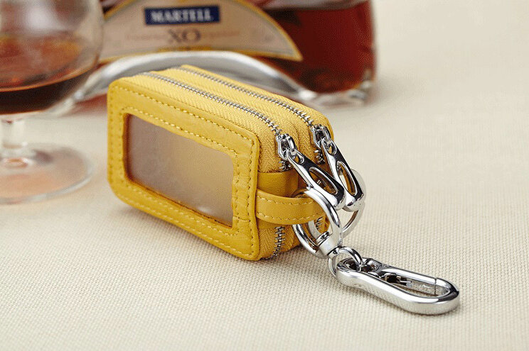 High-capacity Universal Genuine Leather Crocodile Grain Auto Key Bags - Yellow
