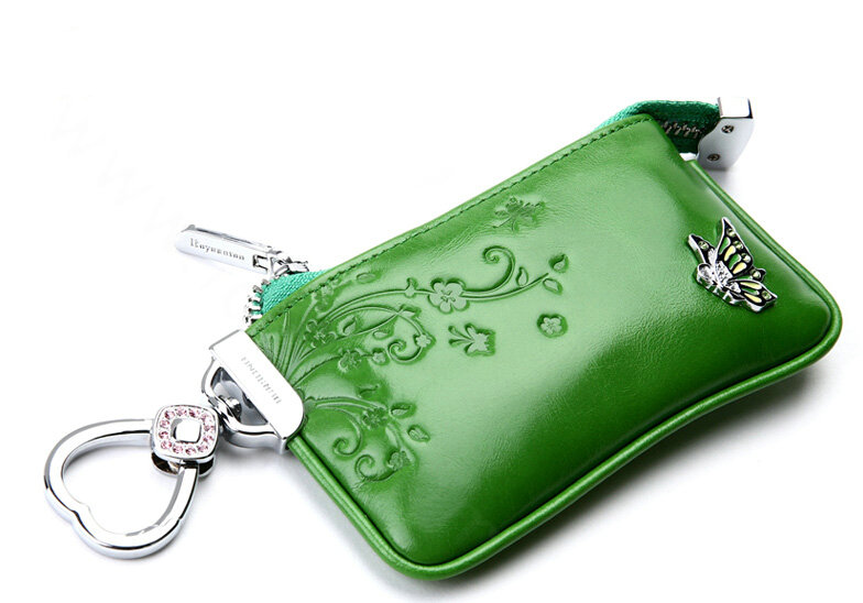 Import Universal Butterfly Genuine Leather Auto Key Bags - Green