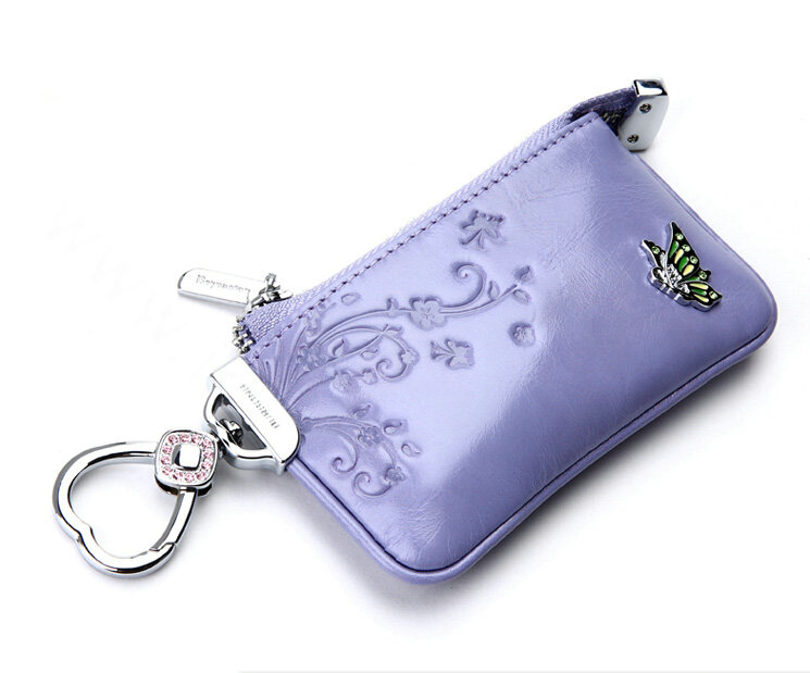Import Universal Butterfly Genuine Leather Auto Key Bags - Purple