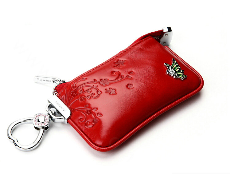 Import Universal Butterfly Genuine Leather Auto Key Bags - Red