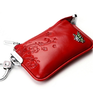 Import Universal Butterfly Genuine Leather Auto Key Bags - Red