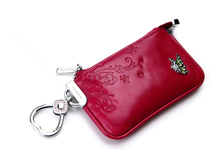 Import Universal Butterfly Genuine Leather Auto Key Bags - Rose