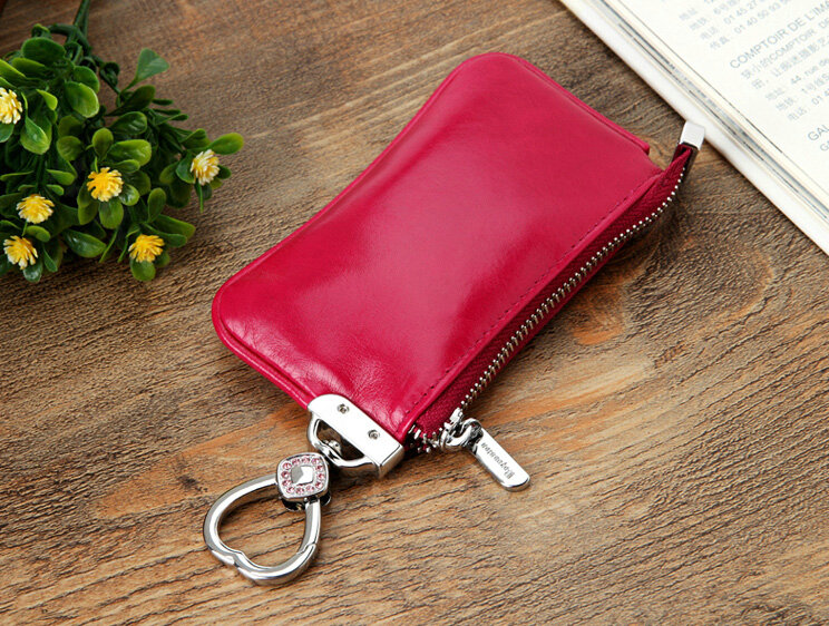 Import Universal Butterfly Genuine Leather Auto Key Bags - Rose