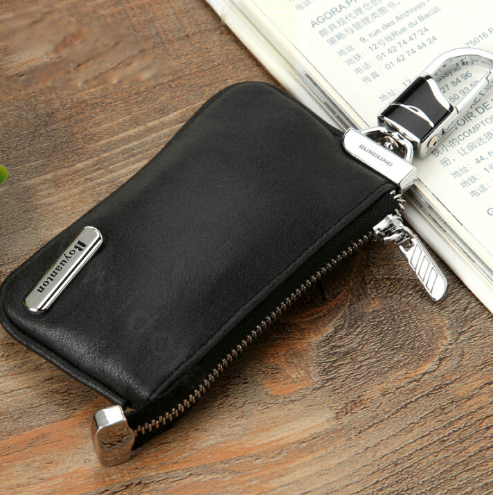 Import Universal Genuine Leather Auto Key Bags - Black