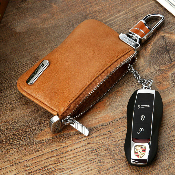 Import Universal Genuine Leather Auto Key Bags - Yellow