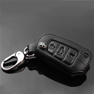 Luxury Genuine Leather Crocodile Grain Auto Key Bags Fold for Audi A1 - Black