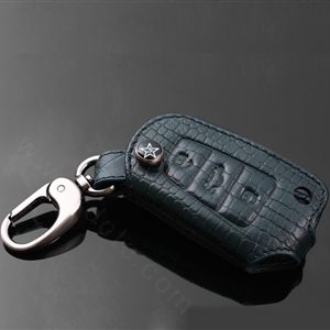Luxury Genuine Leather Crocodile Grain Auto Key Bags Fold for Audi A1 - Blue