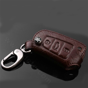 Luxury Genuine Leather Crocodile Grain Auto Key Bags Fold for Audi A1 - Brown