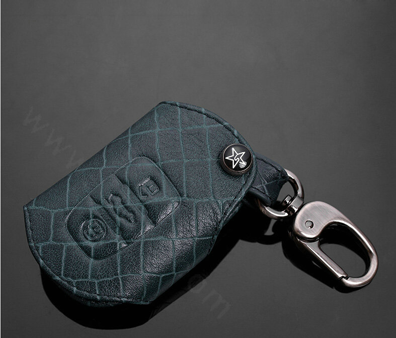 Luxury Genuine Leather Crocodile Grain Auto Key Bags Fold for Audi A3 - Blue