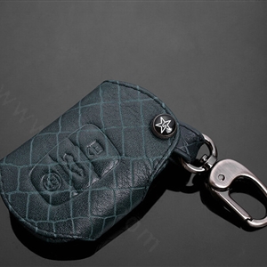 Luxury Genuine Leather Crocodile Grain Auto Key Bags Fold for Audi A3 - Blue