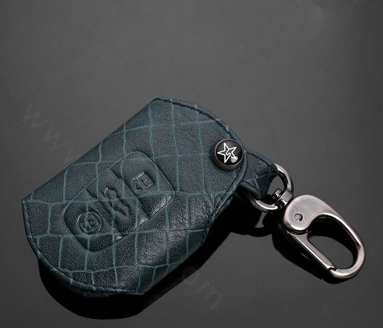 Luxury Genuine Leather Crocodile Grain Auto Key Bags Fold for Audi Q3 - Blue