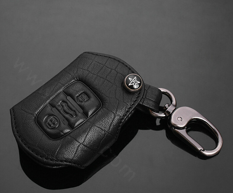 Luxury Genuine Leather Crocodile Grain Auto Key Bags Fold for Audi Q7 - Black