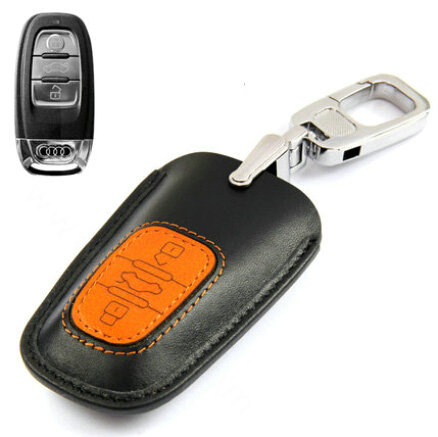 Luxury Genuine Leather Crocodile Grain Auto Key Bags Smart for Audi A1 - Brown Black