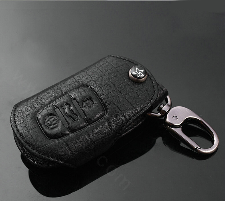 Luxury Genuine Leather Crocodile Grain Auto Key Bags Large Smart for Audi A4L - Black