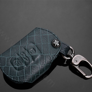 Luxury Genuine Leather Crocodile Grain Auto Key Bags Small Smart for Audi A4L - Blue