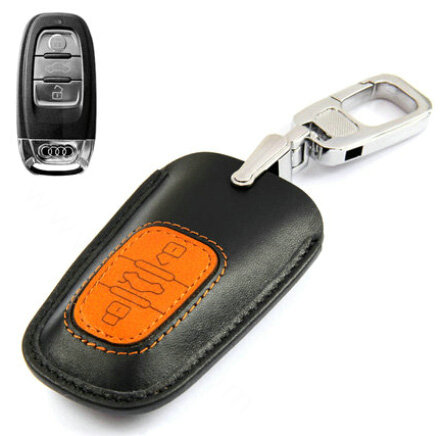 Luxury Genuine Leather Crocodile Grain Auto Key Bags Smart for Audi A4L - Brown Black