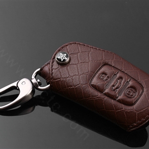 Luxury Genuine Leather Crocodile Grain Auto Key Bags Small Smart for Audi A4L - Brown
