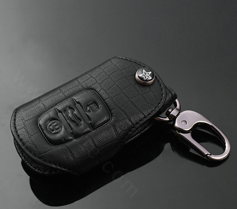 Luxury Genuine Leather Crocodile Grain Auto Key Bags Large Smart for Audi A6L - Black