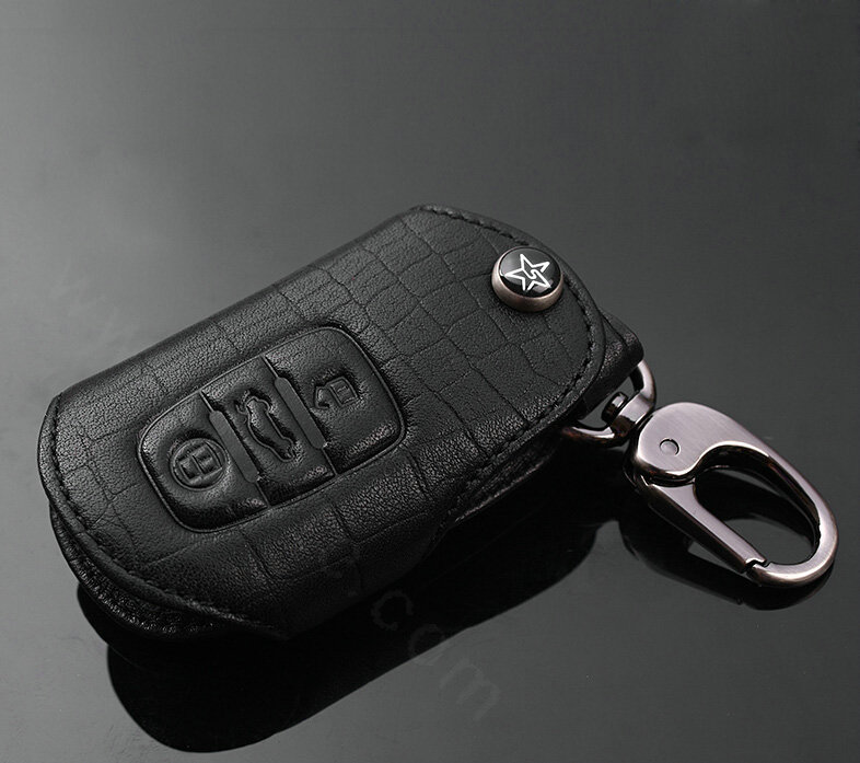 Luxury Genuine Leather Crocodile Grain Auto Key Bags Large Smart for Audi A8 - Black