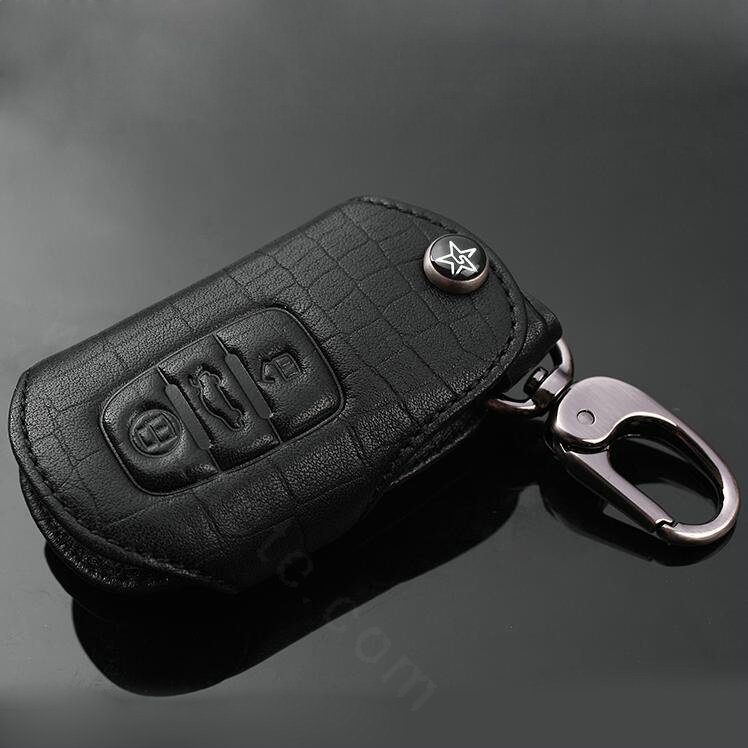 Luxury Genuine Leather Crocodile Grain Auto Key Bags Large Smart for Audi Q5 - Black