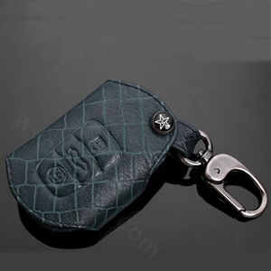 Luxury Genuine Leather Crocodile Grain Auto Key Bags Large Smart for Audi Q5 - Blue