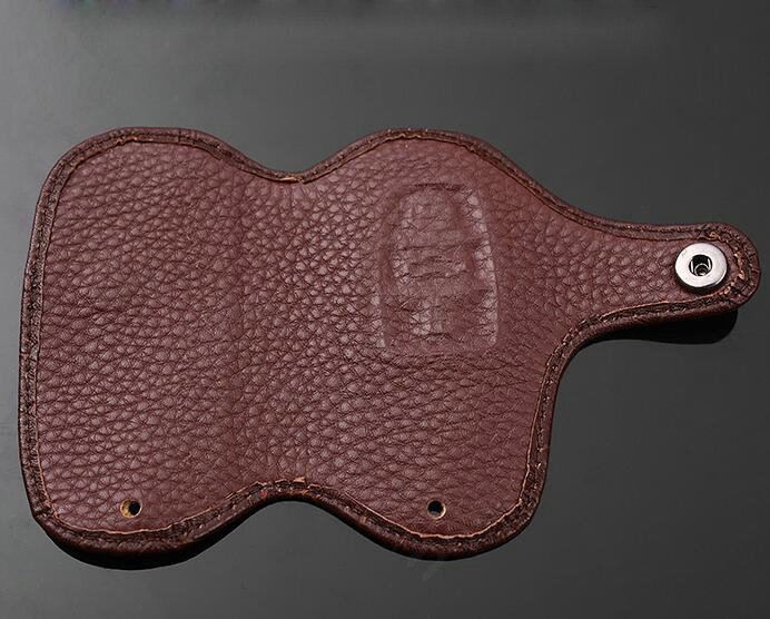 Luxury Genuine Leather Crocodile Grain Auto Key Bags Large Smart for Audi Q5 - Brown