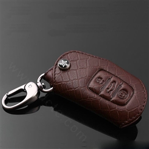 Luxury Genuine Leather Crocodile Grain Auto Key Bags Small Smart for Audi Q5 - Brown