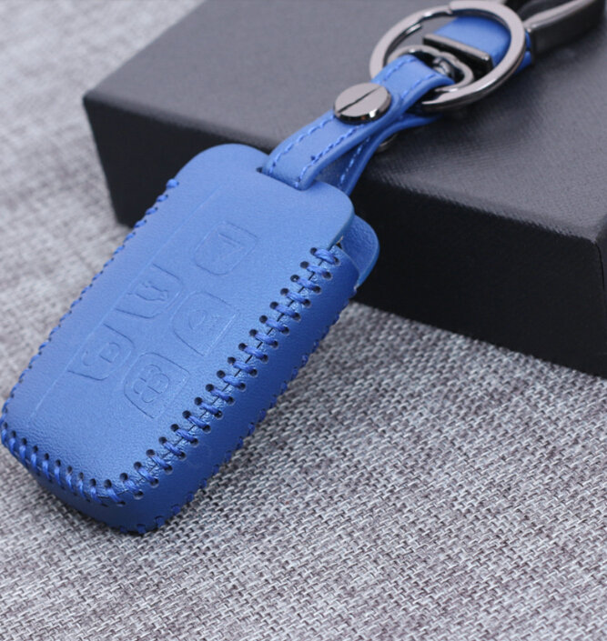 Personalized Genuine Leather Auto Key Bags Smart for Land Rover Discovery4 - Blue