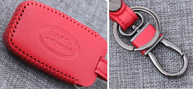 Personalized Genuine Leather Auto Key Bags Smart for Land Rover Discovery4 - Red
