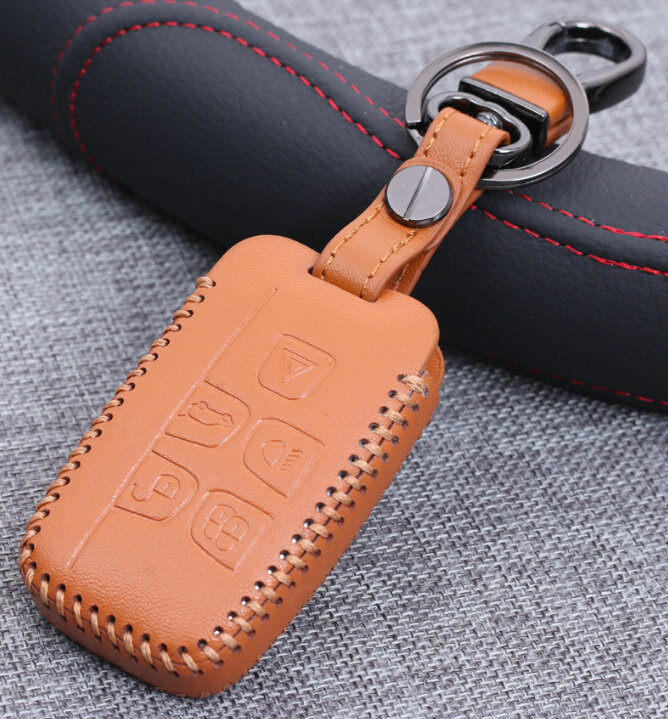 Personalized Genuine Leather Auto Key Bags Smart for Land Rover Discovery4 - Yellow